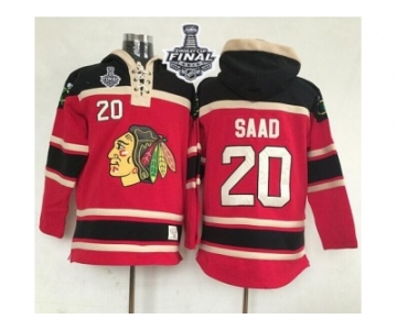 NHL Chicago Blackhawks #20 Brandon Saad Red Sawyer Hooded Sweatshirt 2015 Stanley Cup Stitched Jerseys