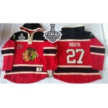 NHL Chicago Blackhawks #27 Johnny Oduya Red Sawyer Hooded Sweatshirt 2015 Stanley Cup Stitched Jersey