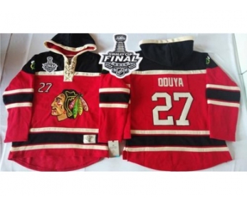 NHL Chicago Blackhawks #27 Johnny Oduya Red Sawyer Hooded Sweatshirt 2015 Stanley Cup Stitched Jersey