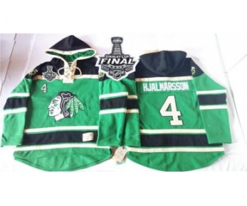 NHL Chicago Blackhawks #4 Niklas Hjalmarsson Green St. Patrick's Day McNary Lace Hoodie 2015 Stanley Cup Stitched Jerseys