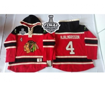 NHL Chicago Blackhawks #4 Niklas Hjalmarsson Red Sawyer Hooded Sweatshirt 2015 Stanley Cup Stitched Jerseys