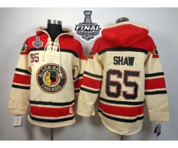 NHL Chicago Blackhawks #65 Andrew Shaw White Sawyer Hooded Sweatshirt 2015 Stanley Cup Stitched Jerseys