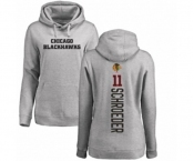 NHL Women Adidas Chicago Blackhawks #11 Jordan Schroeder Ash Backer Pullover Hoodie