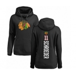 NHL Women Adidas Chicago Blackhawks #11 Jordan Schroeder Black Backer Pullover Hoodie