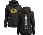 NHL Women Adidas Chicago Blackhawks #11 Jordan Schroeder Black Backer Pullover Hoodie