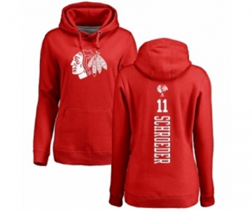 NHL Women Adidas Chicago Blackhawks #11 Jordan Schroeder Red One Color Backer Pullover Hoodie