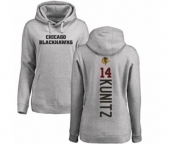 NHL Women Adidas Chicago Blackhawks #14 Chris Kunitz Ash Backer Pullover Hoodie