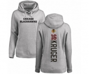 NHL Women Adidas Chicago Blackhawks #16 Marcus Kruger Ash Backer Pullover Hoodie