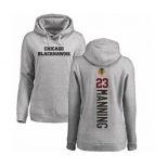 NHL Women Adidas Chicago Blackhawks #23 Brandon Manning Ash Backer Pullover Hoodie