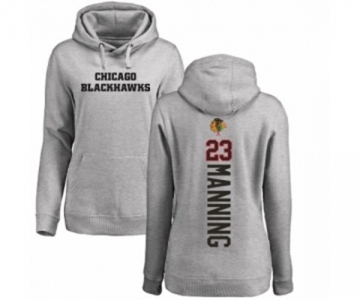 NHL Women Adidas Chicago Blackhawks #23 Brandon Manning Ash Backer Pullover Hoodie