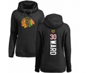 NHL Women Adidas Chicago Blackhawks #30 Cam Ward Black Backer Pullover Hoodie