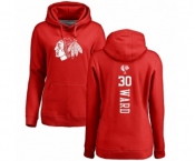 NHL Women Adidas Chicago Blackhawks #30 Cam Ward Red One Color Backer Pullover Hoodie