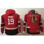 Youth Chicago Blackhawks #19 Jonathan Toews Red Name & Number Pullover NHL Hoodie