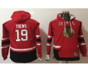 Youth Chicago Blackhawks #19 Jonathan Toews Red Name & Number Pullover NHL Hoodie