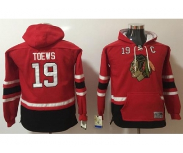 Youth Chicago Blackhawks #19 Jonathan Toews Red Name & Number Pullover NHL Hoodie