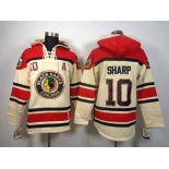 nhl jerseys chicago blackhawks #10 sharp cream-red[pullover hooded sweatshirt][patch A]