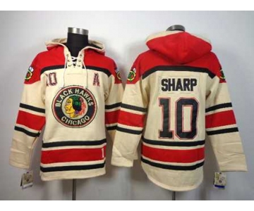 nhl jerseys chicago blackhawks #10 sharp cream-red[pullover hooded sweatshirt][patch A]