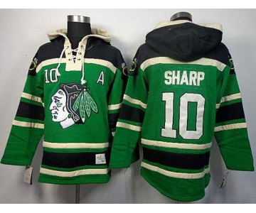 nhl jerseys chicago blackhawks #10 sharp green[pullover hooded sweatshirt][patch A]