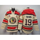 nhl jerseys chicago blackhawks #19 toews cream[pullover hooded sweatshirt][patch C]