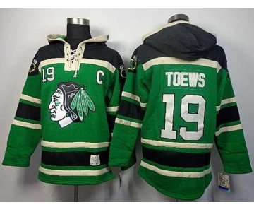 nhl jerseys chicago blackhawks #19 toews green[pullover hooded sweatshirt][patch C]