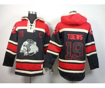 nhl jerseys chicago blackhawks #19 toews red-black[pullover hooded sweatshirt][the skeleton head][patch C]