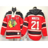 nhl jerseys chicago blackhawks #21 mikita red[pullover hooded sweatshirt patch A]