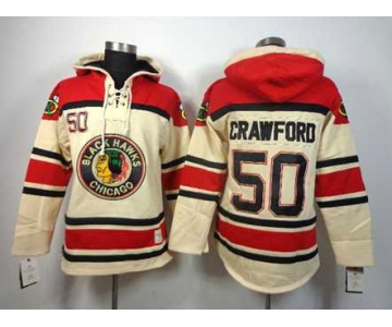 nhl jerseys chicago blackhawks #50 crawford cream-red[pullover hooded sweatshirt]