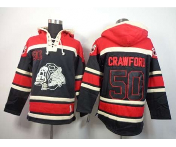 nhl jerseys chicago blackhawks #50 crawford red-black[pullover hooded sweatshirt][the skeleton head]