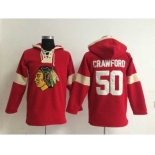 nhl jerseys chicago blackhawks #50 crawford red-cream[pullover hooded sweatshirt]