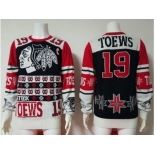 NHL Chicago Blackhawks #19 Jonathan Toews Black Red Sweater