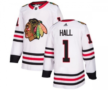 Youth Adidas Chicago Blackhawks #1 Glenn Hall Authentic White Away NHL Jersey