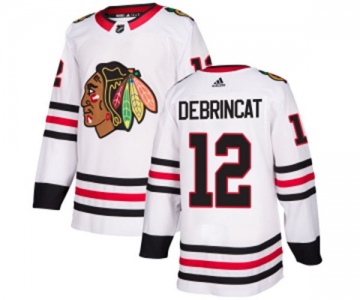 Youth Adidas Chicago Blackhawks #12 Alex DeBrincat Authentic White Away NHL Jersey