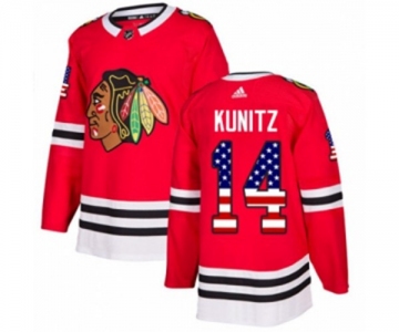 Youth Adidas Chicago Blackhawks #14 Chris Kunitz Authentic Red USA Flag Fashion NHL Jersey