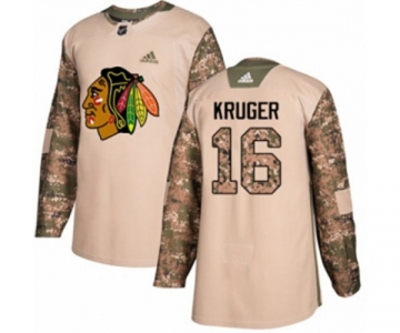 Youth Adidas Chicago Blackhawks #16 Marcus Kruger Authentic Camo Veterans Day Practice NHL Jersey