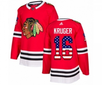 Youth Adidas Chicago Blackhawks #16 Marcus Kruger Authentic Red USA Flag Fashion NHL Jersey