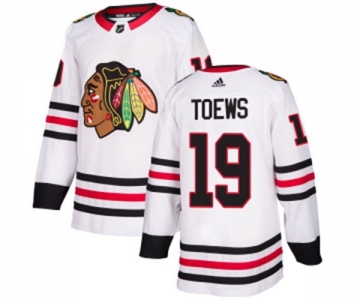 Youth Adidas Chicago Blackhawks #19 Jonathan Toews Authentic White Away NHL Jersey