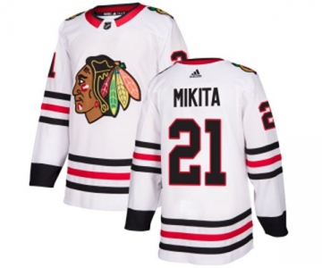 Youth Adidas Chicago Blackhawks #21 Stan Mikita Authentic White Away NHL Jersey