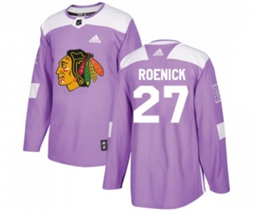 Youth Adidas Chicago Blackhawks #27 Jeremy Roenick Authentic Purple Fights Cancer Practice NHL Jersey