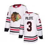 Youth Adidas Chicago Blackhawks #3 Pierre Pilote Authentic White Away NHL Jersey