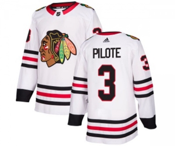 Youth Adidas Chicago Blackhawks #3 Pierre Pilote Authentic White Away NHL Jersey