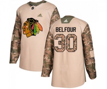 Youth Adidas Chicago Blackhawks #30 ED Belfour Authentic Camo Veterans Day Practice NHL Jersey