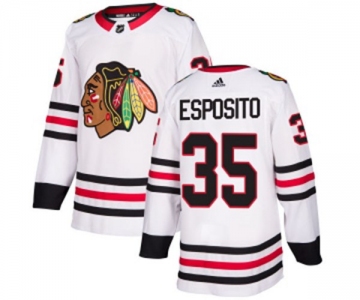 Youth Adidas Chicago Blackhawks #35 Tony Esposito Authentic White Away NHL Jersey