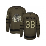 Youth Adidas Chicago Blackhawks #38 Ryan Hartman Green Salute to Service Stitched NHL Jersey