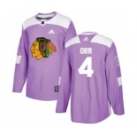 Youth Adidas Chicago Blackhawks #4 Bobby Orr Authentic Purple Fights Cancer Practice NHL Jersey