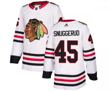 Youth Adidas Chicago Blackhawks #45 Luc Snuggerud Authentic White Away NHL Jersey