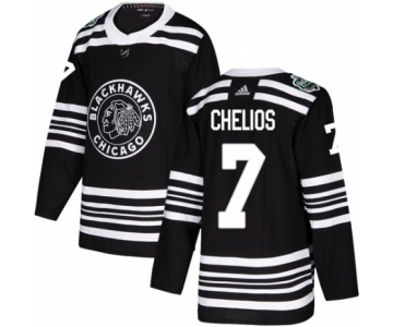 Youth Adidas Chicago Blackhawks #7 Chris Chelios Authentic Black 2019 Winter Classic NHL Jersey