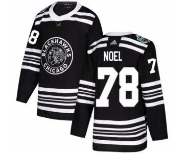 Youth Adidas Chicago Blackhawks #78 Nathan Noel Authentic Black 2019 Winter Classic NHL Jersey