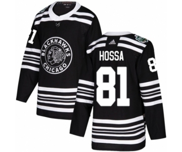 Youth Adidas Chicago Blackhawks #81 Marian Hossa Authentic Black 2019 Winter Classic NHL Jersey