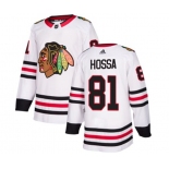 Youth Adidas Chicago Blackhawks #81 Marian Hossa Authentic White Away NHL Jersey