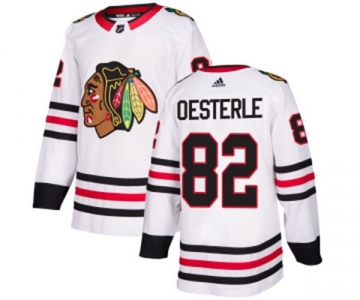 Youth Adidas Chicago Blackhawks #82 Jordan Oesterle Authentic White Away NHL Jersey